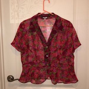 Red Sheer Rose Blouse